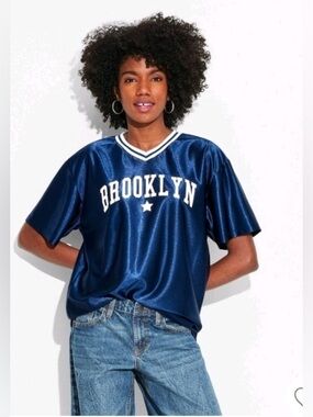 Mighty Fine Brand Women’s Brooklyn Navy Jersey, Size Medium, NWT, New York